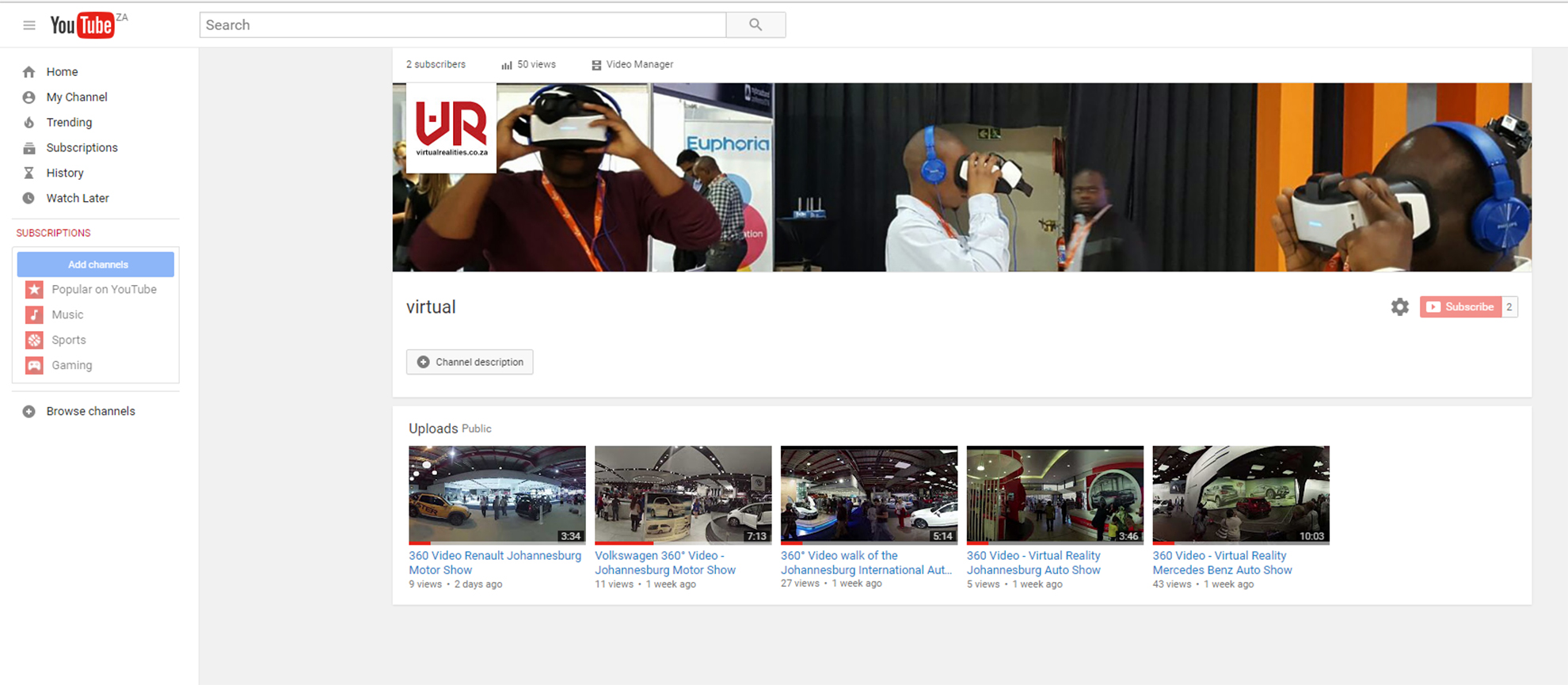Virtual Realities on YouTube